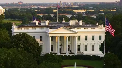 Flag looks spectacular as daylight turns to dusk in Washington, D.C.