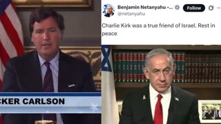 Tucker Carlson slams Benjamin Netanyahu for exploiting Charlie Kirk’s death.
