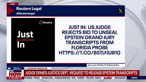 🚨BREAKING: US judge rejects bid to unseal Epstein grand jury transcripts