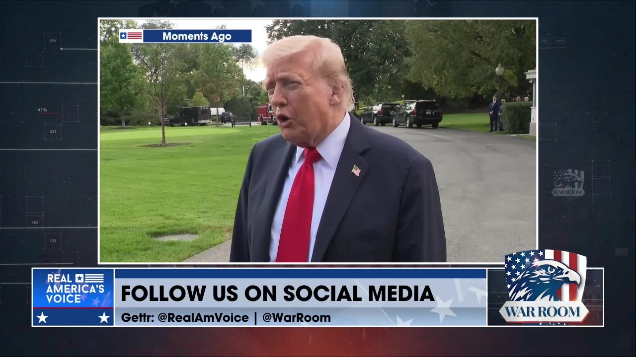 President Trump Takes Question From The Press Before Departing From The White House