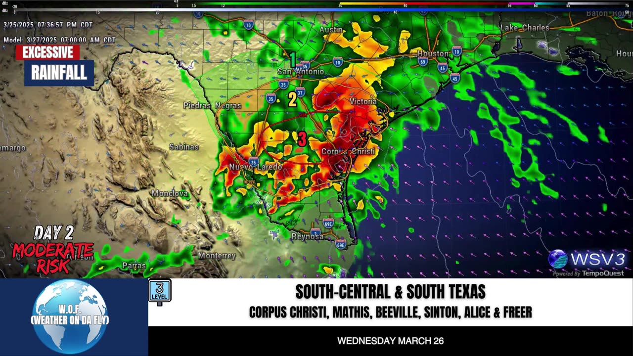 🌧️ Increasing Flash Flood Threat: South Texas Rainfall! 3/26/25 #shorts #weatherupdate