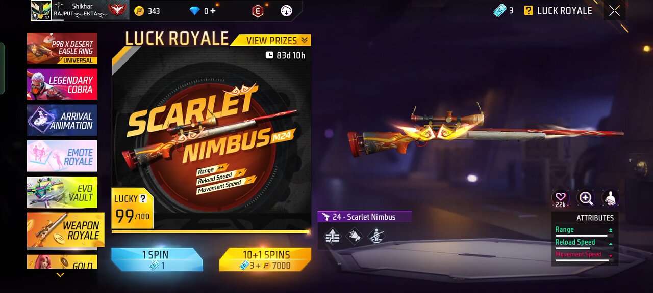 new wepon in ff max in wepon royal