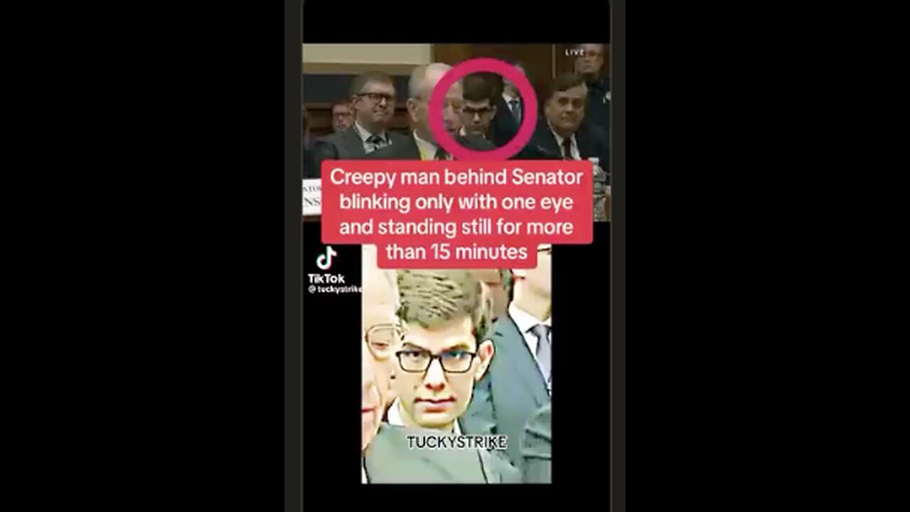 Creepy - Guy behind this Senator does not move for 15 mins. Mind control? MK Ultra?