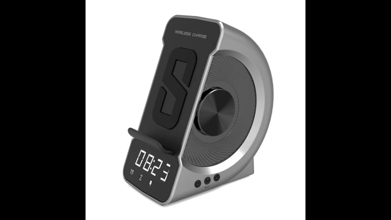 3-in-1 Bedside Bluetooth Speaker with Wireless Charger, Clock & Alarm Clock, for Home & Office