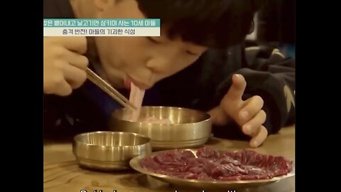 Korean Kid Loathes Eating Cooked Meat