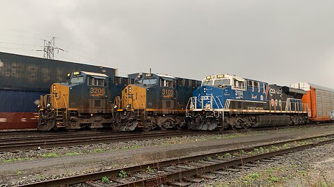 CSX Train 3194 Spirit of Law Enforcement brings back up in a storm