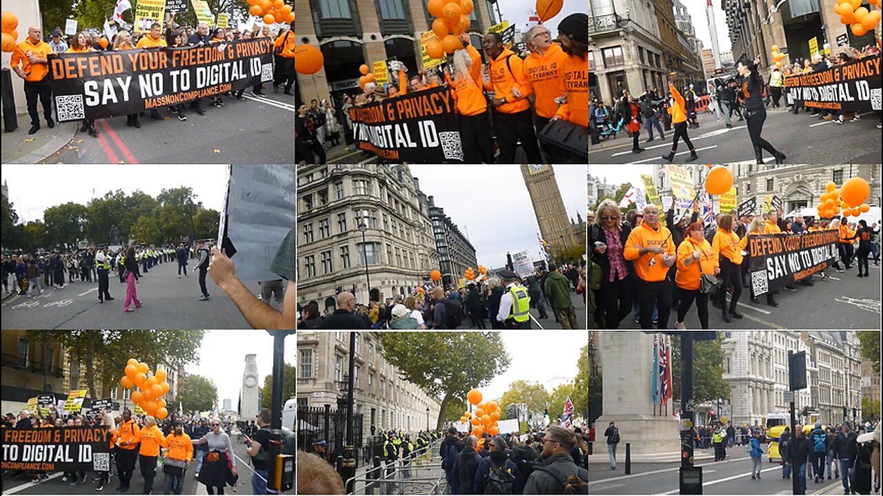 LONDON 9: NO to DIGITAL ID – DEFEND FREEDOM & PRIVACY MASSNONCOMPLIANCE.COM. “You work for us!”