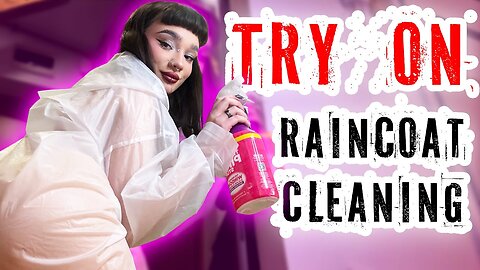 [4K] White Raincoat Try-On • Calm Hallway Mirror Cleaning