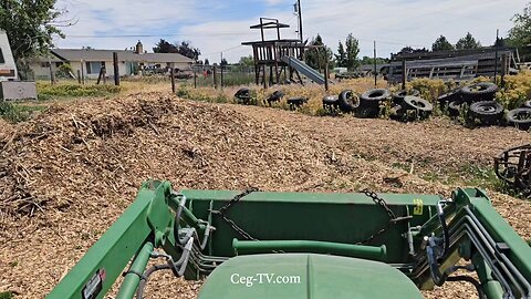 Graham Family Farm: Spreading Uribe's Tree Service Wood Chips - June 12 2025