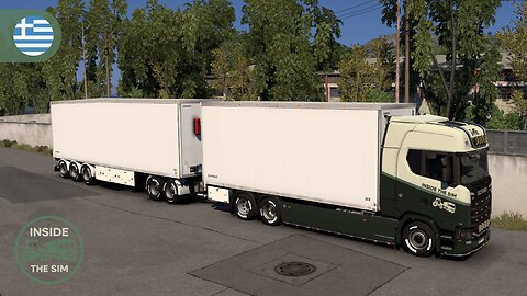 Struggling on Greece Narrow Roads | Wheel cam | Drawbar Trailer + V8 Brutal Sound | 32:9 Ultra-Wide
