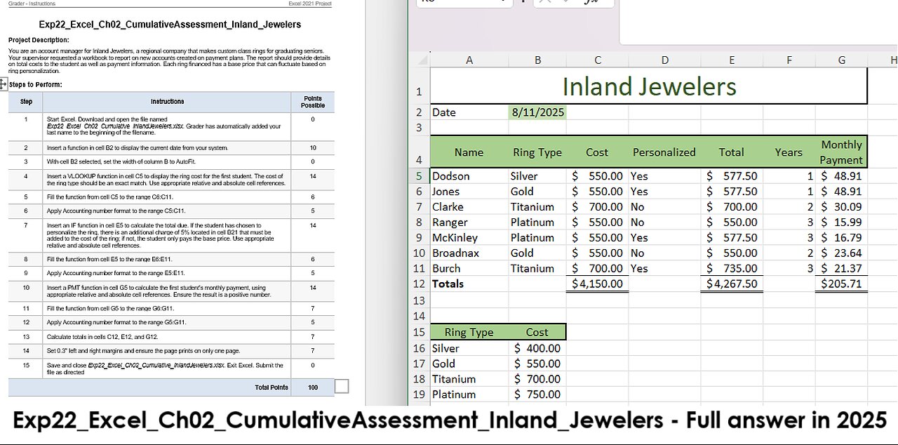 Exp22_Excel_Ch02_CumulativeAssessment_Inland_Jewelers Cumulative Assessment Inland Jewelers Excel