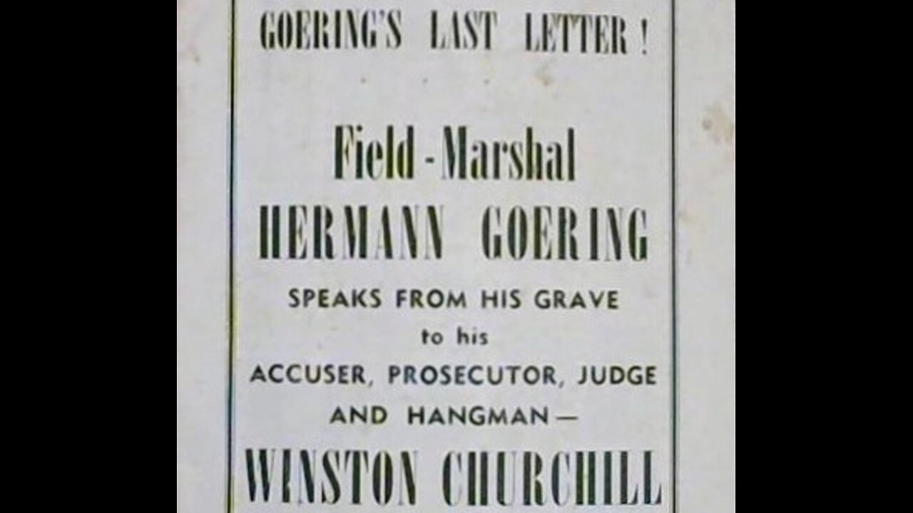 Goering's Final Letter: Addressed To Churchill
