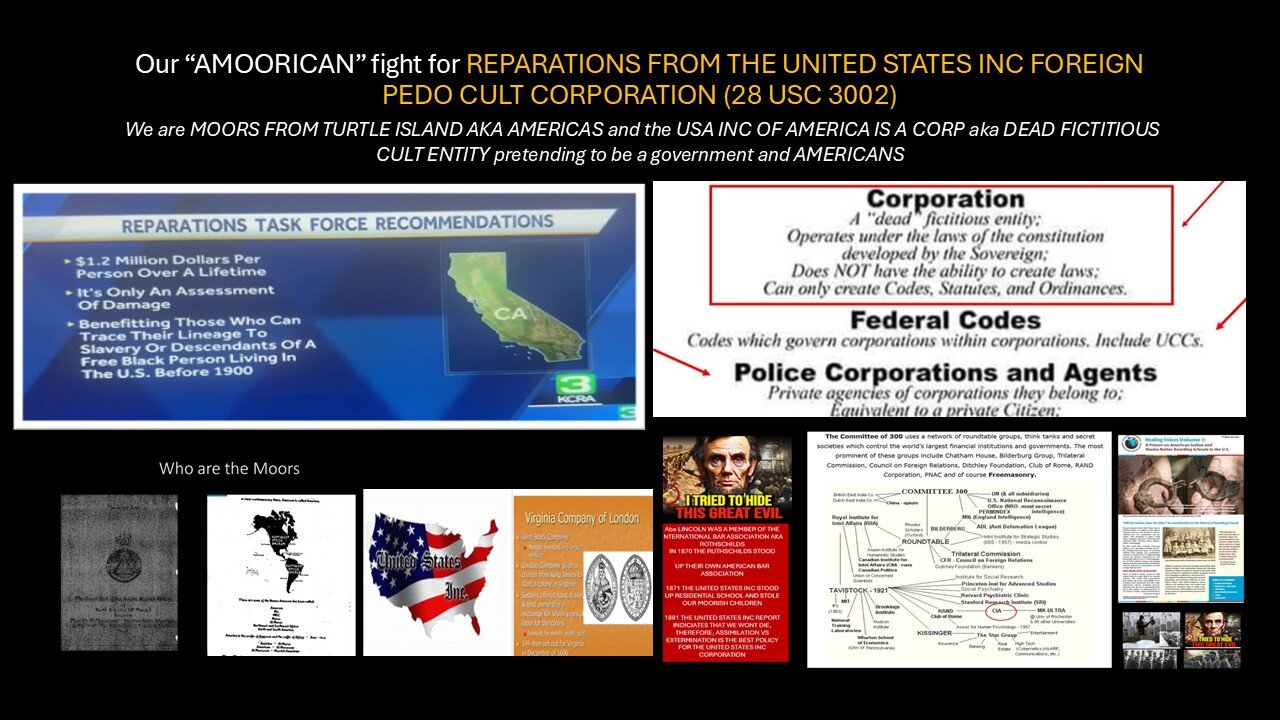UPDATE ON REPARATIONS DUE TO WILLFUL CRIMES AGAINST THE MOORS FROM AMERICAS/TURTLE ISLAND