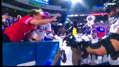 Fans pushes Hopkins & Lamar Jackson shoves the Bills Fan.