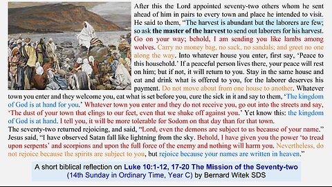 Luke 10:1-12, 17-20 The Mission of the Seventy-two