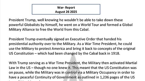 WAR REPORT - AUG 26 2025 - TRUMP AND THE GLOBAL MILITARY ALLIANCE