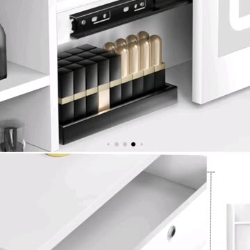 Sliding Mirror Vanity Desk comes with LED lighting, 4 spacious drawers