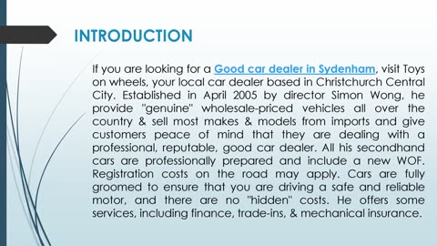 If you are looking for a Good car dealer in Sydenham