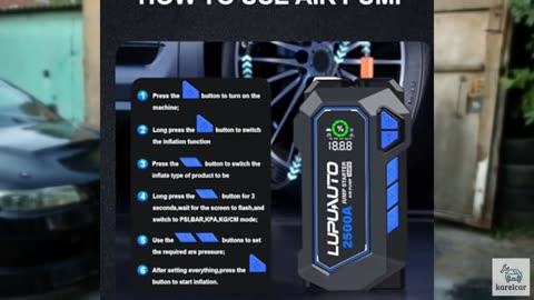 2500A Portable Jump Starter, Car Battery Jump Starter with Air Compressor, USB-