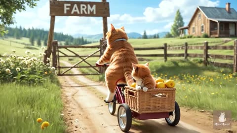 Ginger Kitten Helps Mama Cat Harvest Tomatoes with a Giant Toy Excavator Chill _ Healing Video 🐾😻🍅