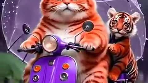 Funny cat with an umbrella