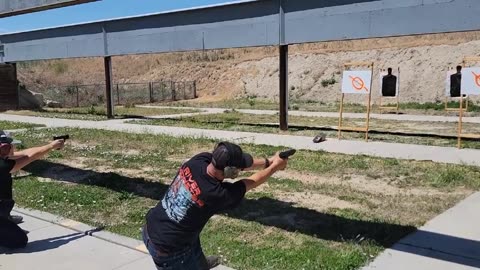 Shooting behind cover on the gun range from the kneeling position#Utahconcealedcarryclass