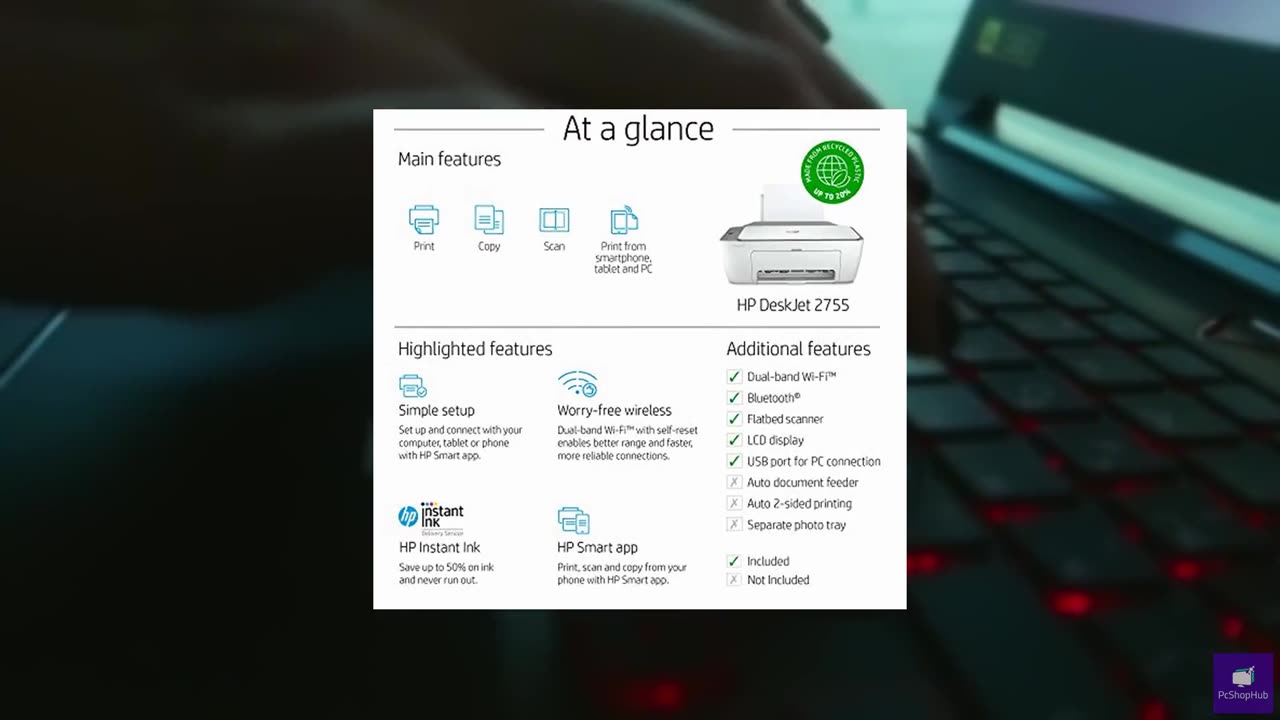 HP DeskJet 2755 All-in-One Wireless Printer Scanner Copier Instant Ink Ready Mob