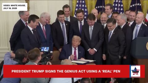This Is Not an Autopen: Pres. Trump Mocks Time-Worn Biden as He Signs the GENIUS Act With a Real Pen