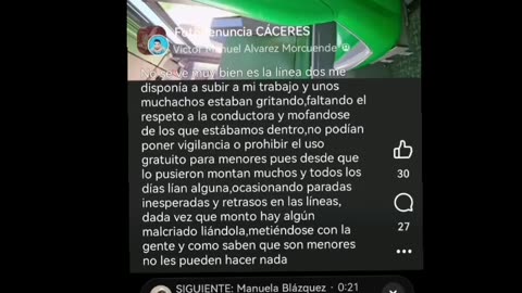 Un grupo de adolescentes insulta y veja a una conductora de autobús en Cáceres (Extremadura, Spain)