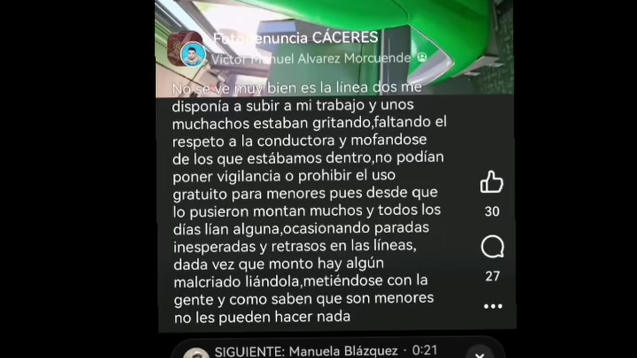 Un grupo de adolescentes insulta y veja a una conductora de autobús en Cáceres (Extremadura, Spain)