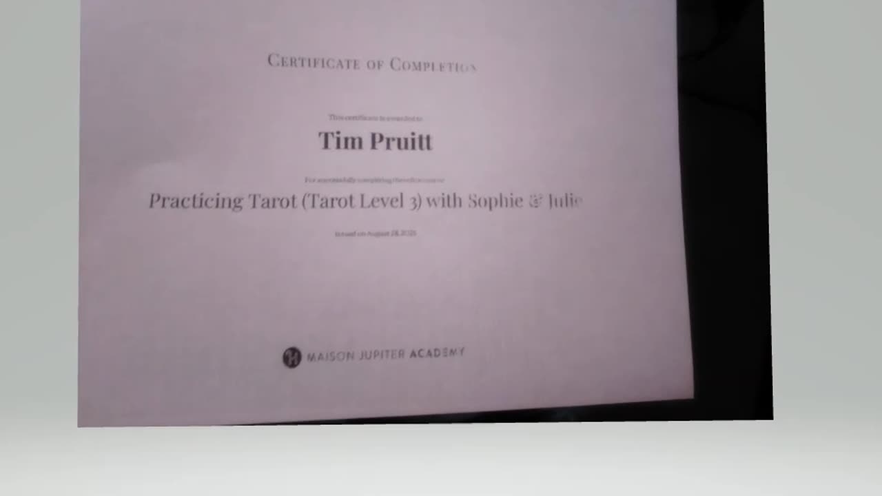 Tarot Level Three Certificate !!!
