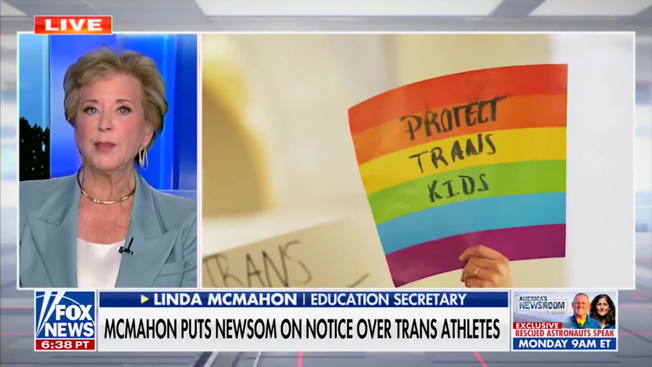 Sec McMahon calls out Governor Newsom for flip-flopping on keeping men out of women’s sports