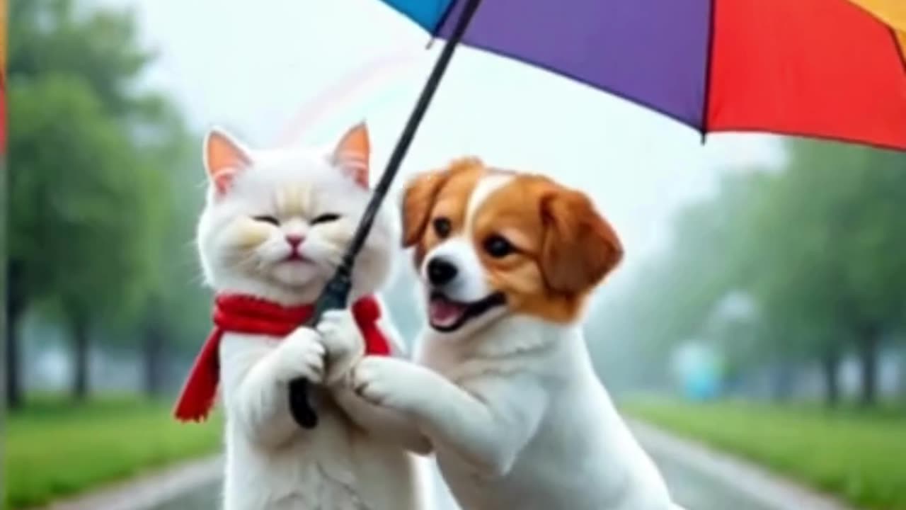 Kitten and Cute Dog