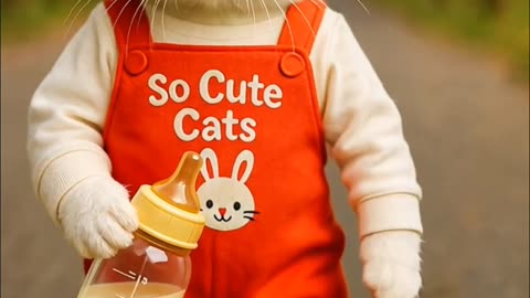 Adorable White Kitten Walking with Milk Bottle 🍼 | So Cute Cats!