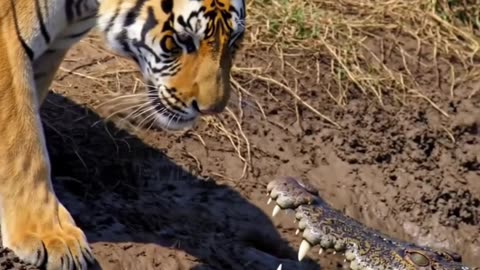 Tiger vs Crocodile | Fireface Battle as Tiger Drags Crocodile from Water in a Fight for Survival