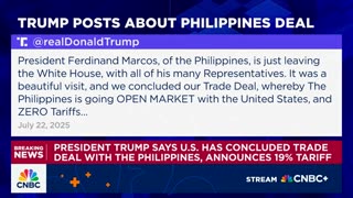 Trump says U.S. has concluded trade deal with the Philippines, announces 19% tariff