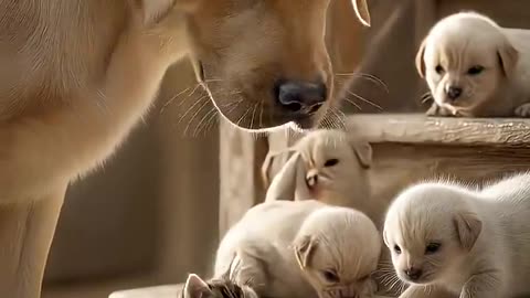 Dog Mom with Puppies 🐶 + Kitten & Chick 🐱🐥 The Sweetest Family Moment