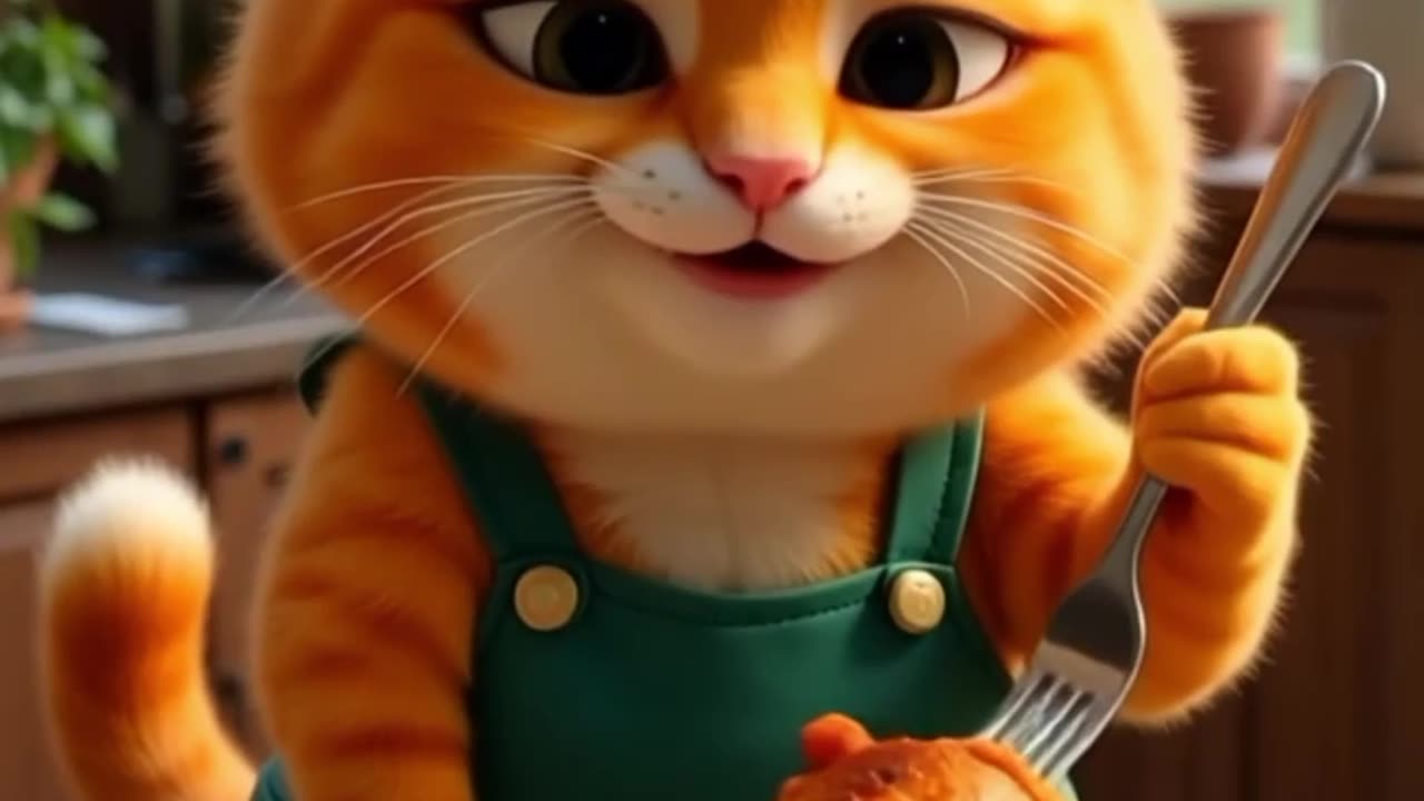 Cute Orange Cat Wakes Up, Hunts Chicken & Cooks | 3D ASMR Cooking Cartoon”