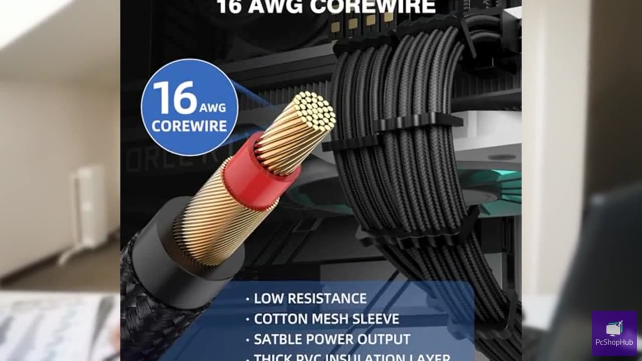 16AWG PSU Cable Extension Kit with Cable Combs,1x24pin ATX/1x8pin(4+4) EPS/2x8pi