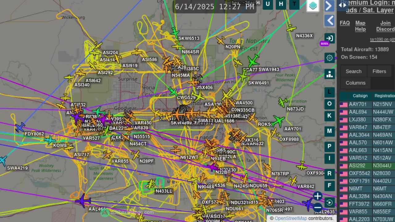 Another Phoenix Arizona Airplane Traffic Time Lapse - June 16th 2025 - no audio -