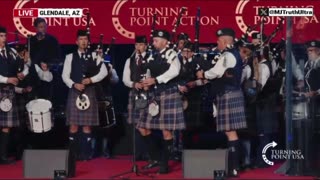 Bagpipes play “Amazing Grace” for Charlie Kirk