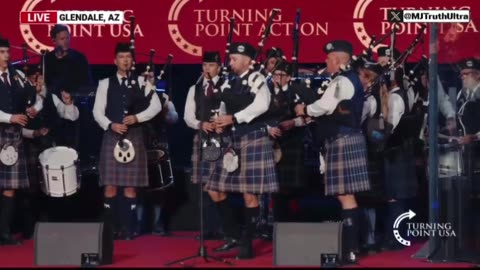 Bagpipes play “Amazing Grace” for Charlie Kirk