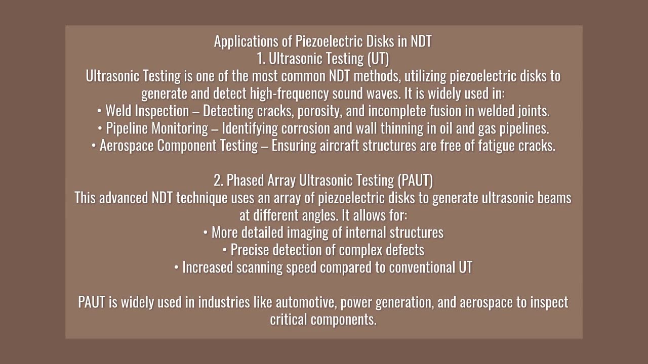 The Science Behind Piezoelectric Disks in Ultrasonic Non-Destructive Testing