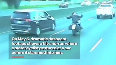 Disturbing hit-and-run road rage incident against motorcyclist caught on camera