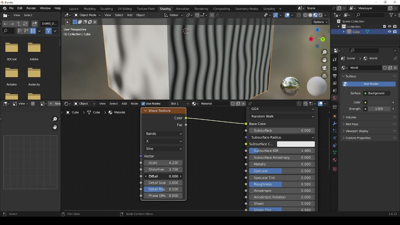 Blender basic (Nodo textura - wave)