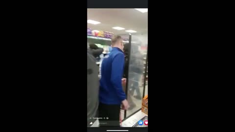 Man kicks off in Tesco Express