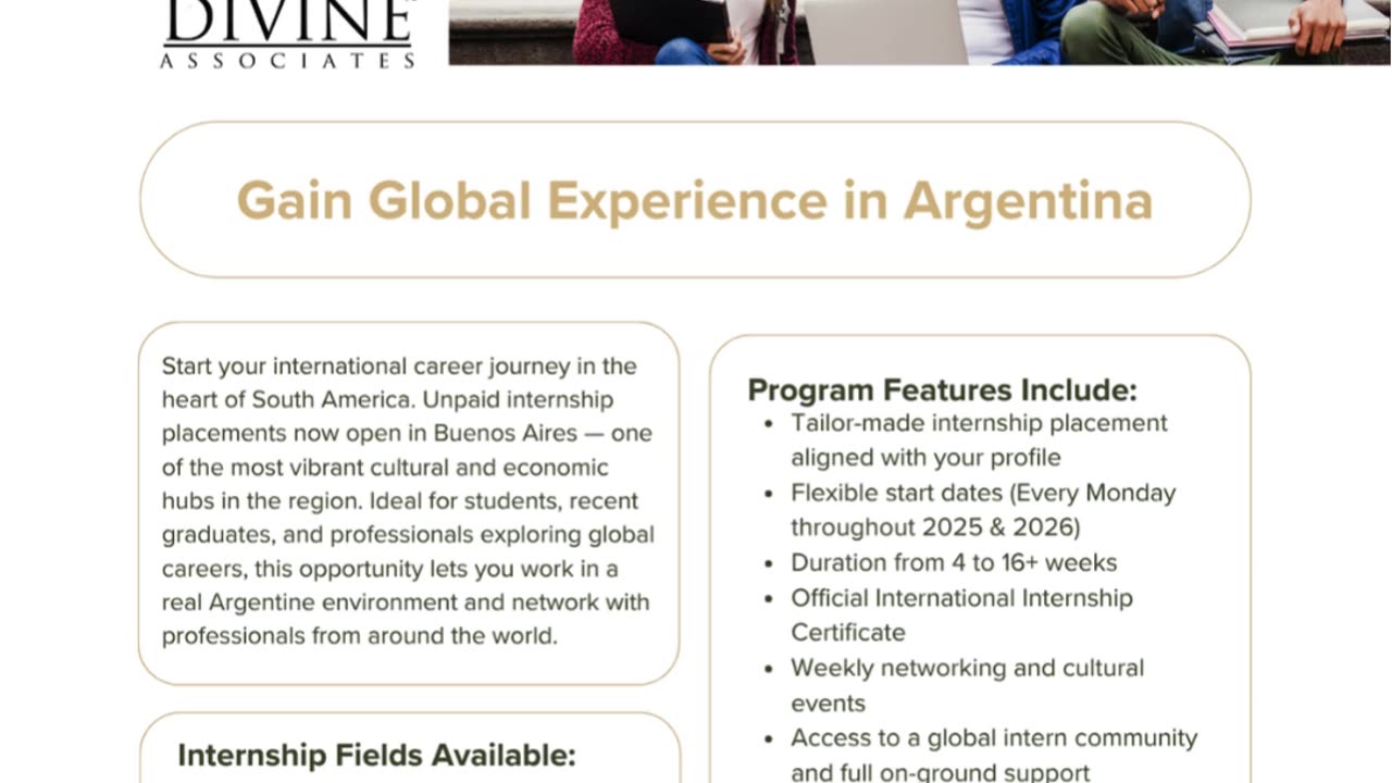 Launch Your Global Career with Divine's Buenos Aires Internships