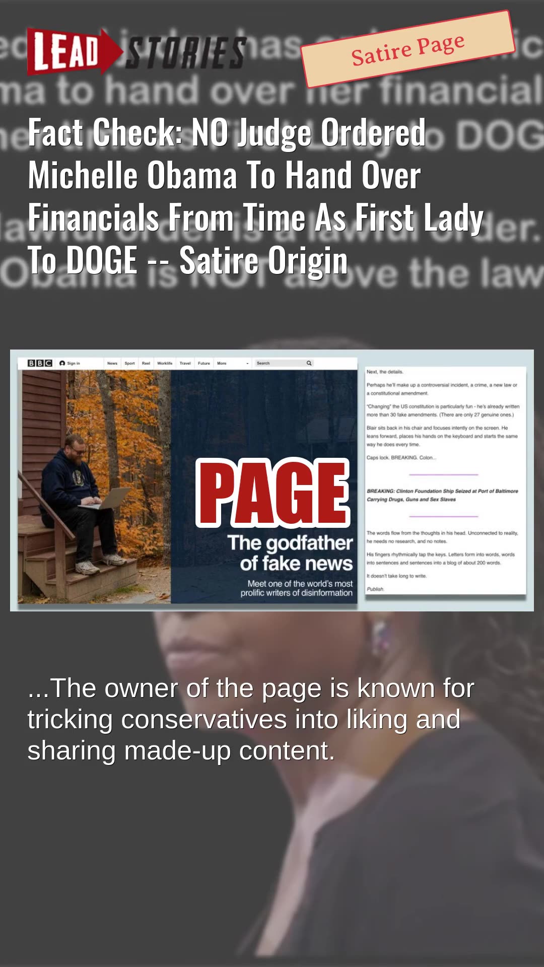 Fact Check: NO Judge Ordered Michelle Obama To Hand Over Financials To DOGE -- Satire Origin