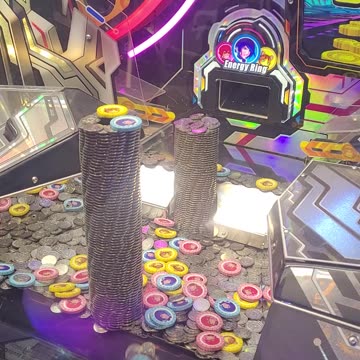 Coin Pusher JACKPOT win. Galaxy Hunter arcade. Big win.