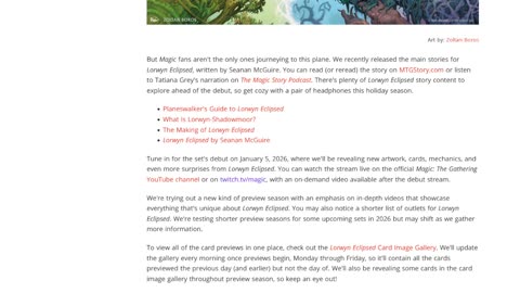 Lorwyn has a small spoiler season??